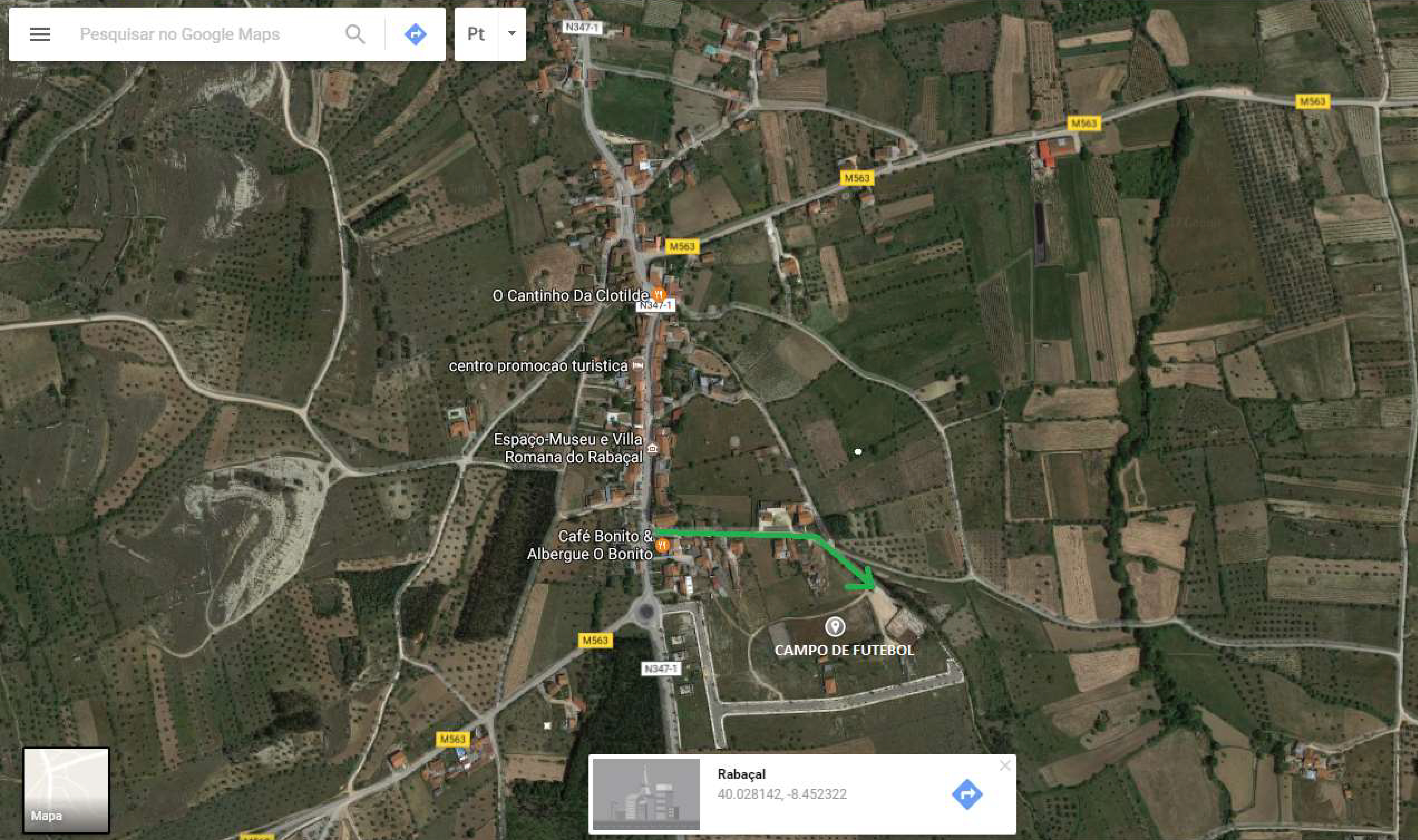 Mapa de localização do Mercado do Queijo Rabaçal e dos Romanos